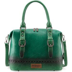 Whimsical Western Satchel Handbag with Detachable Strap - 12.5" Wrangler Bag